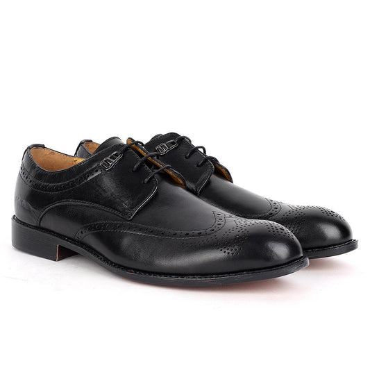 John Foster Spectator Wingtip Oxford Men's Shoes-Black - Obeezi.com