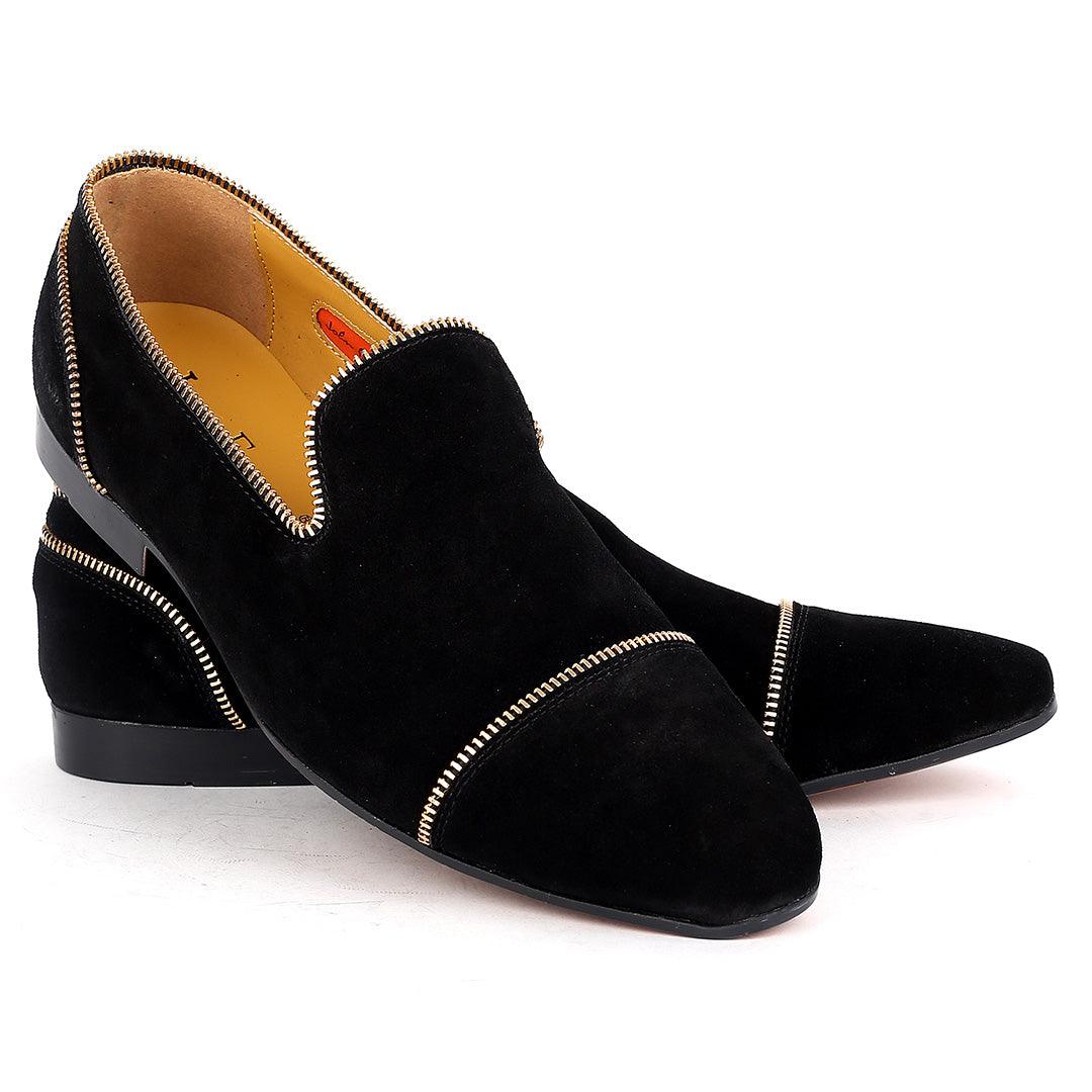 John Foster Suede Black Leather All Round Zip Designed - Obeezi.com