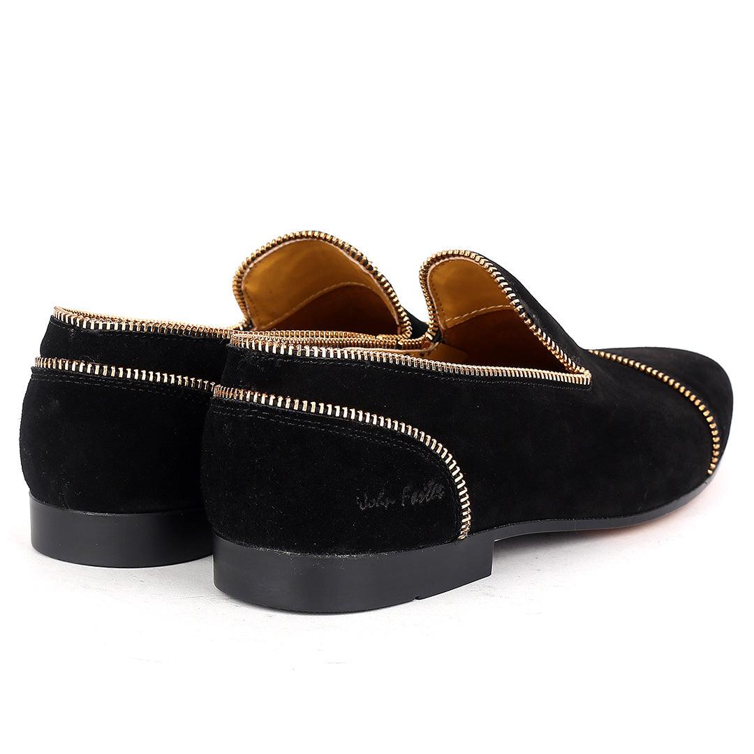 John Foster Suede Black Leather All Round Zip Designed - Obeezi.com