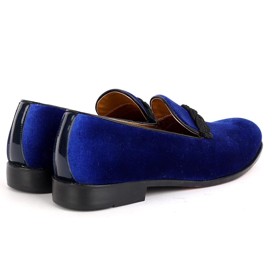 John Foster Twisted Woven Strap Blue Suede Leather Men's Shoe - Obeezi.com