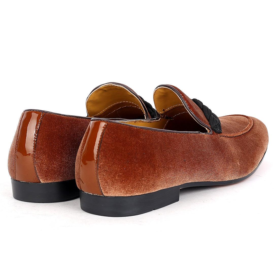 John Foster Twisted Woven Strap Brown Suede Leather Men's Shoe - Obeezi.com
