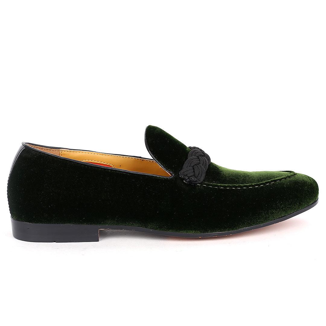 John Foster Twisted Woven Strap Green Suede Leather Men's Shoe - Obeezi.com