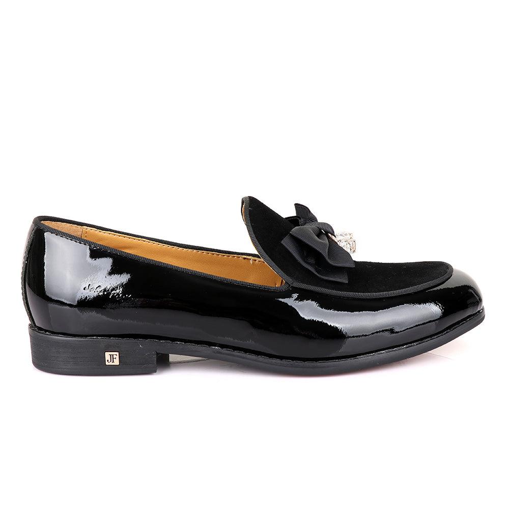 John Foster Upper Suede Patent Leather Black Shoe - Obeezi