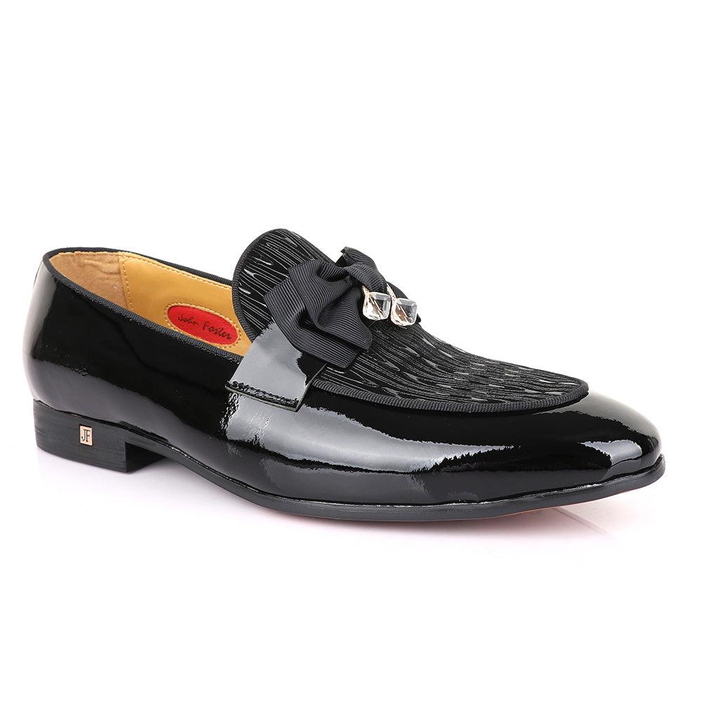 John Foster Vero Cudio Glossy Black Leather Shoe - Obeezi