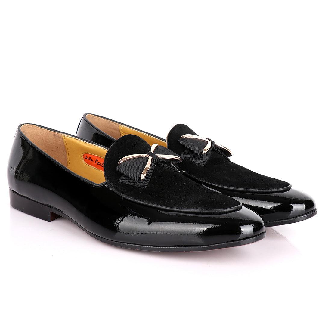 John Foster Wetlips & Suede Bowed Designed Mens Shoes - Obeezi.com