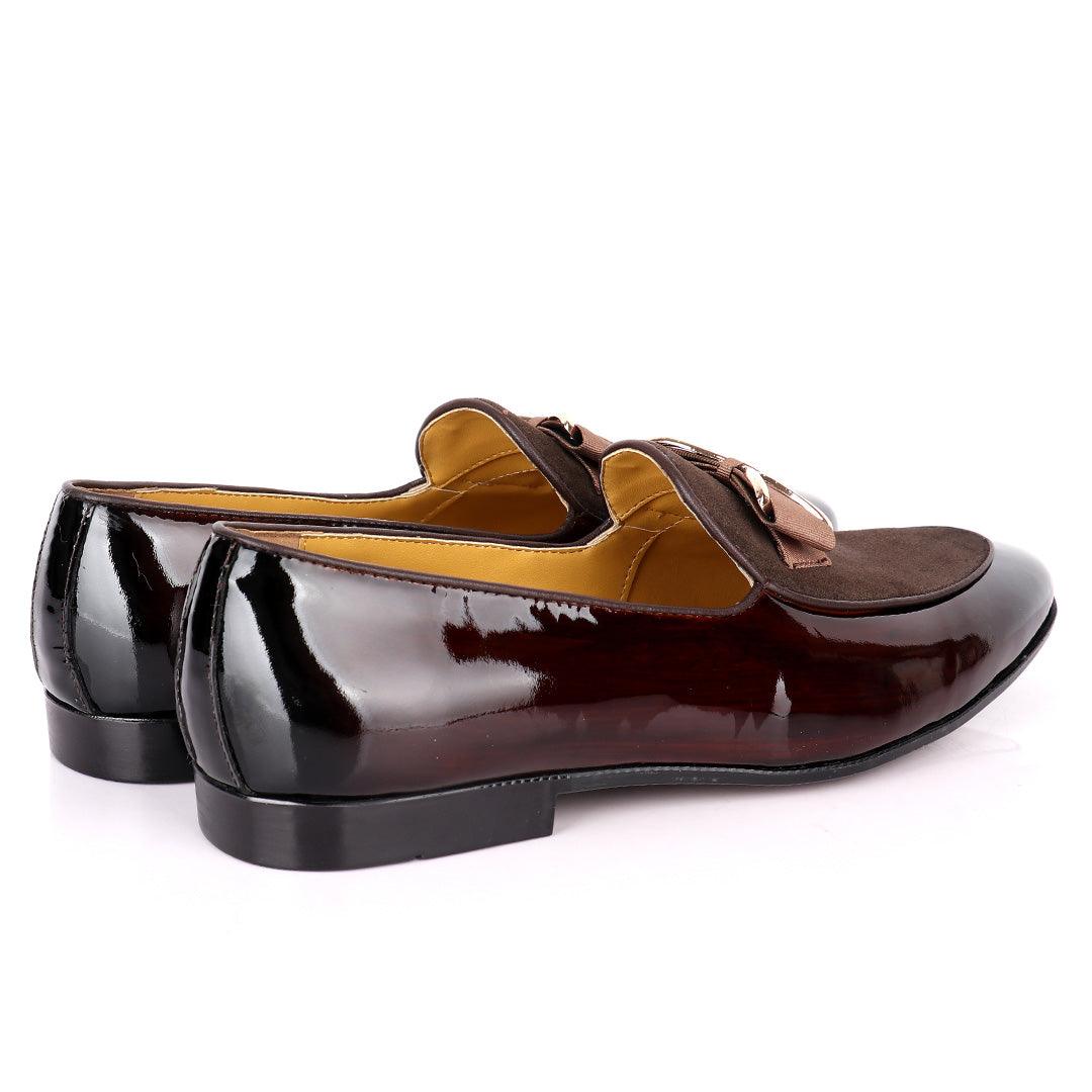 John Foster Wetlips With Half Suede Bow Designed Men's Shoe- Coffee - Obeezi.com