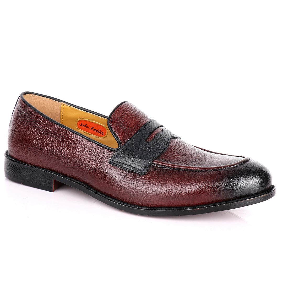 John Foster Wine Leather Loafers - Obeezi.com