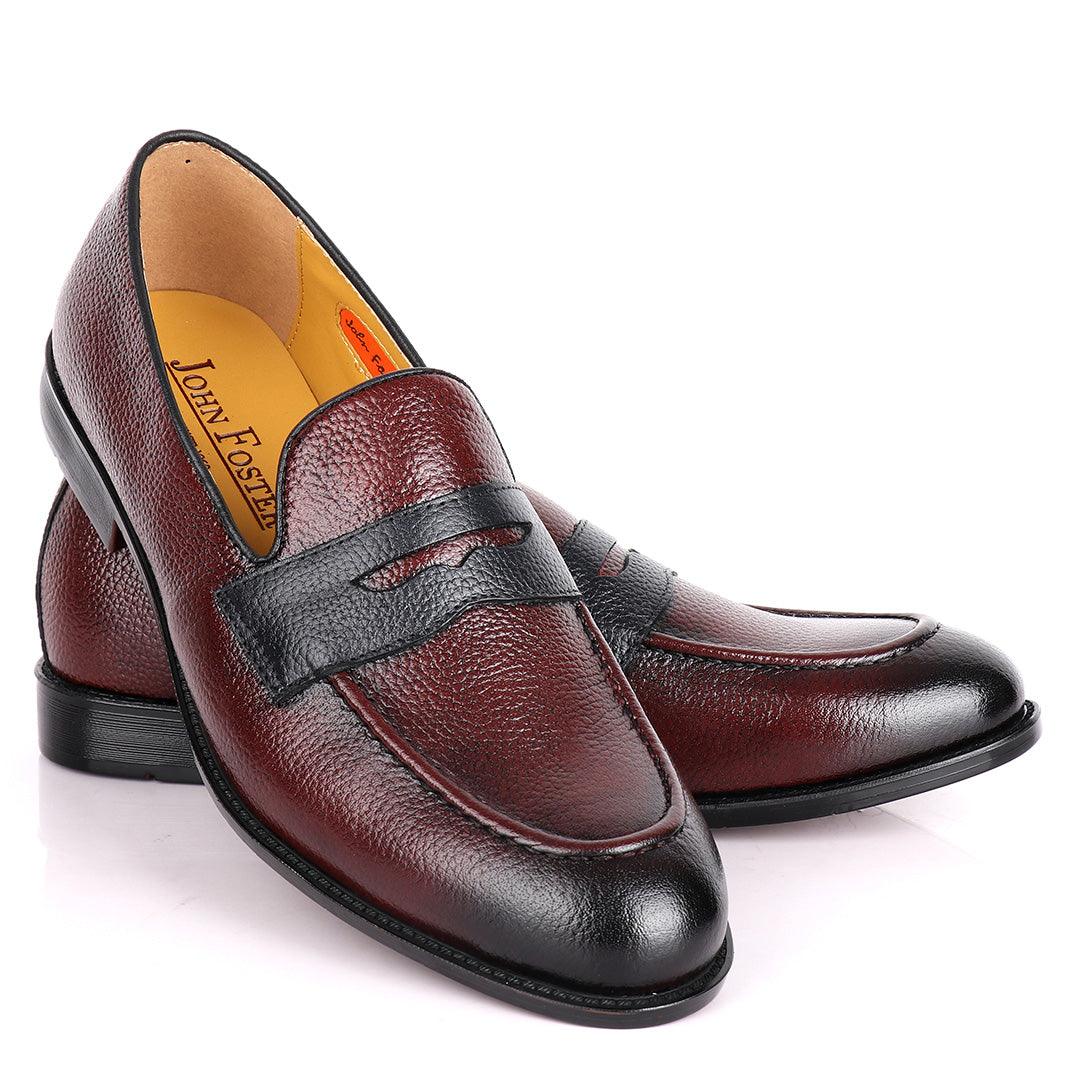 John Foster Wine Leather Loafers - Obeezi.com