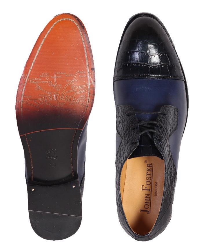 John Foster Woven Derby Lace Up Shoe - Blue - Obeezi