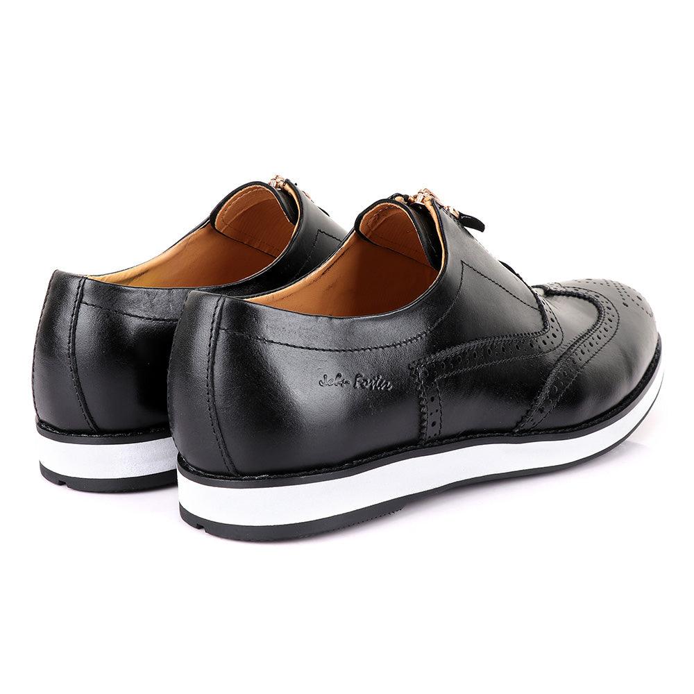 John Foster Zip Up Black Formal Shoe - Obeezi