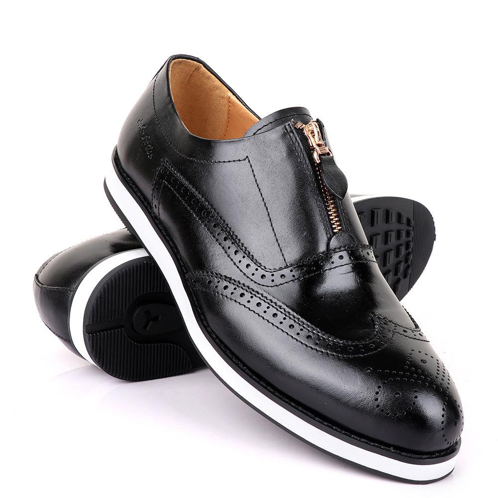 John Foster Zip Up Black Formal Shoe - Obeezi