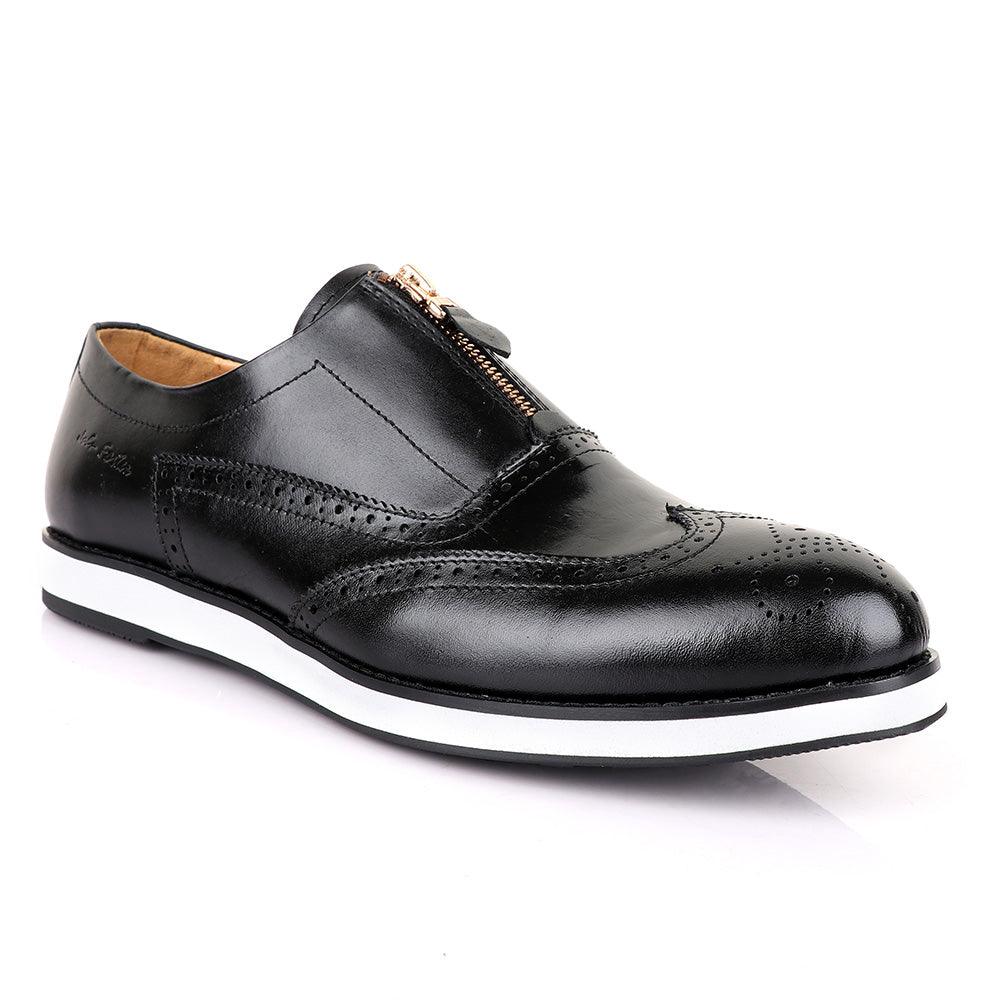 John Foster Zip Up Black Formal Shoe - Obeezi