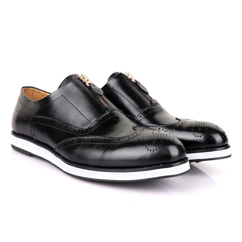 John Foster Zip Up Black Formal Shoe - Obeezi
