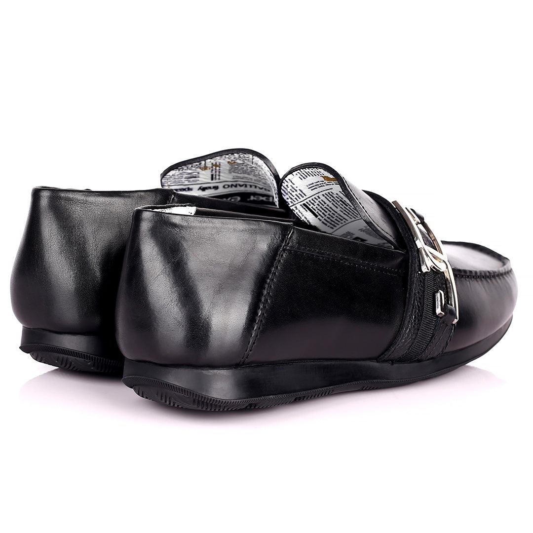 John Galliano Exquisite Double G Logo Designed Leather Shoe - Black - Obeezi.com
