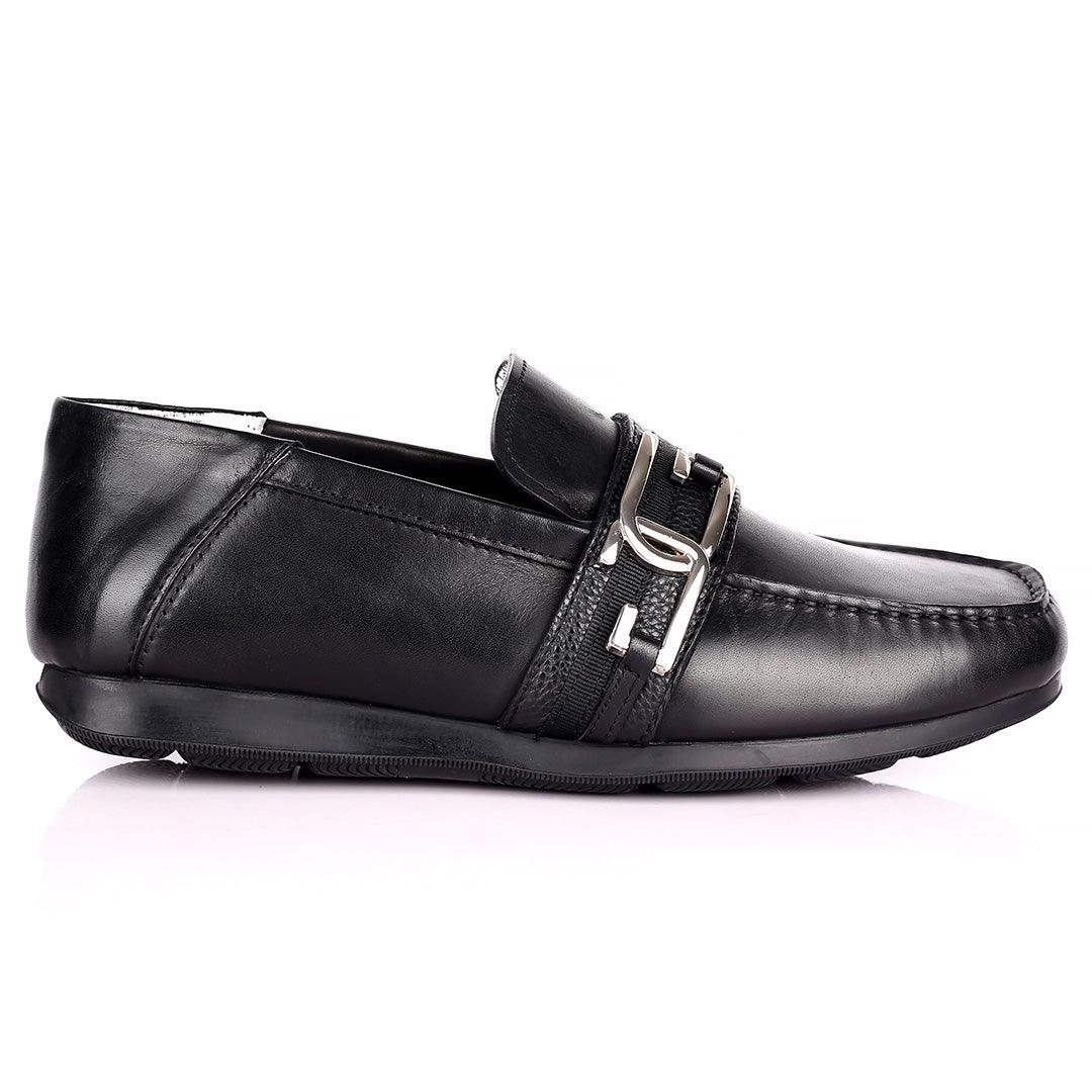 John Galliano Exquisite Double G Logo Designed Leather Shoe - Black - Obeezi.com