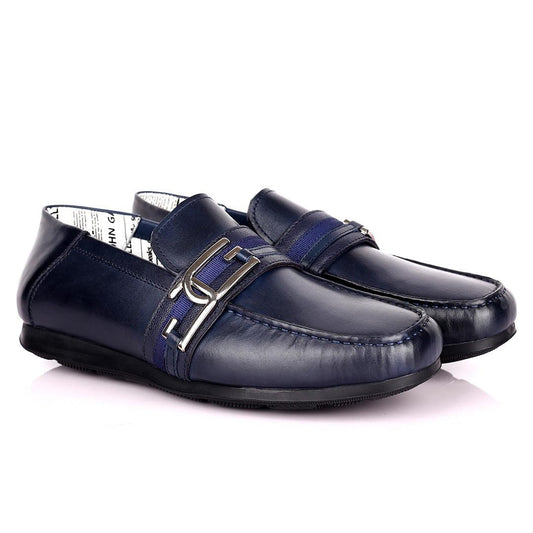 John Galliano Exquisite Double G Logo Designed Leather Shoe - Blue - Obeezi.com