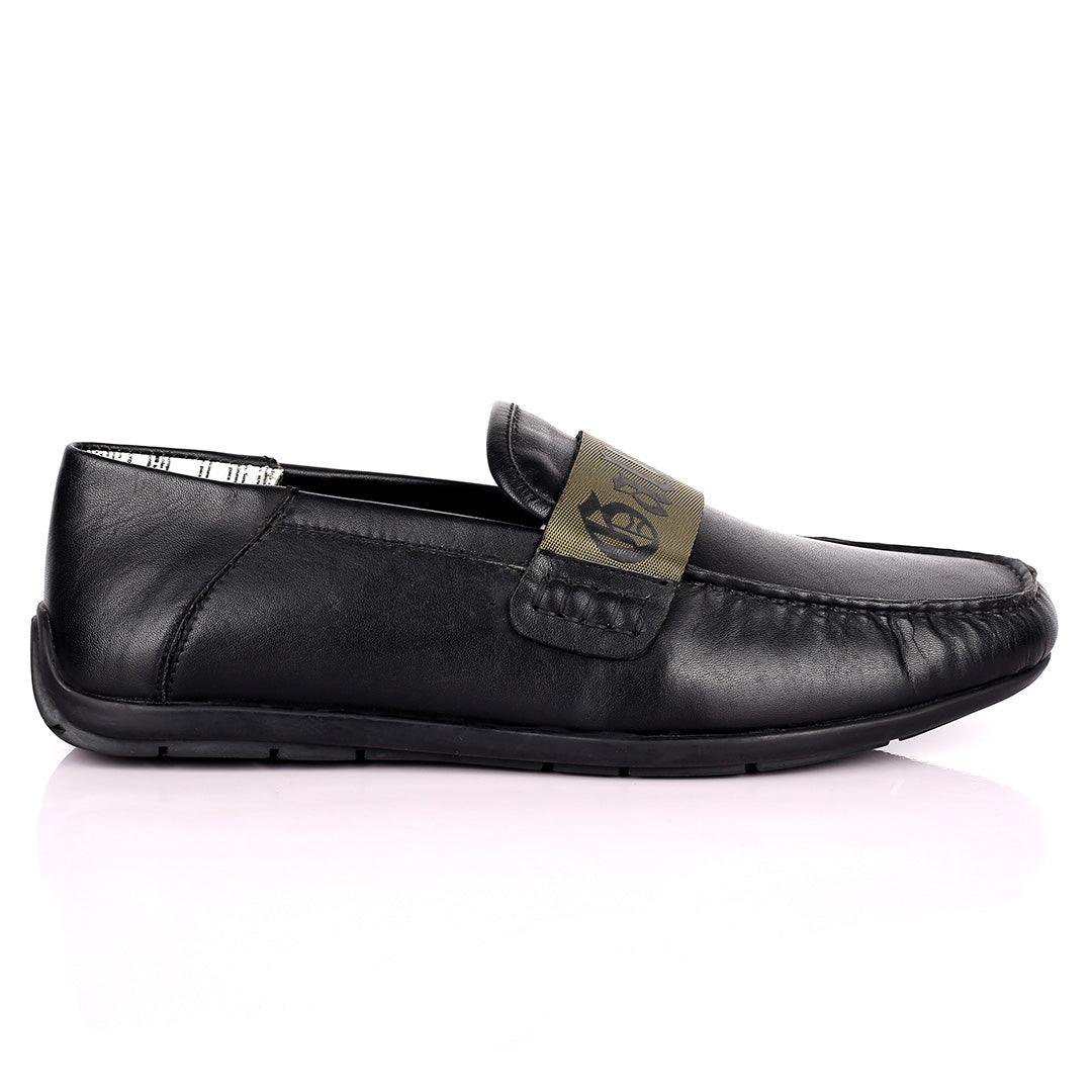 John Galliano Exquisite Green Branded Belted Leather Shoe - Black - Obeezi.com