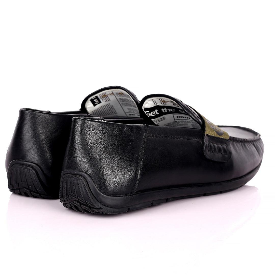 John Galliano Exquisite Green Branded Belted Leather Shoe - Black - Obeezi.com