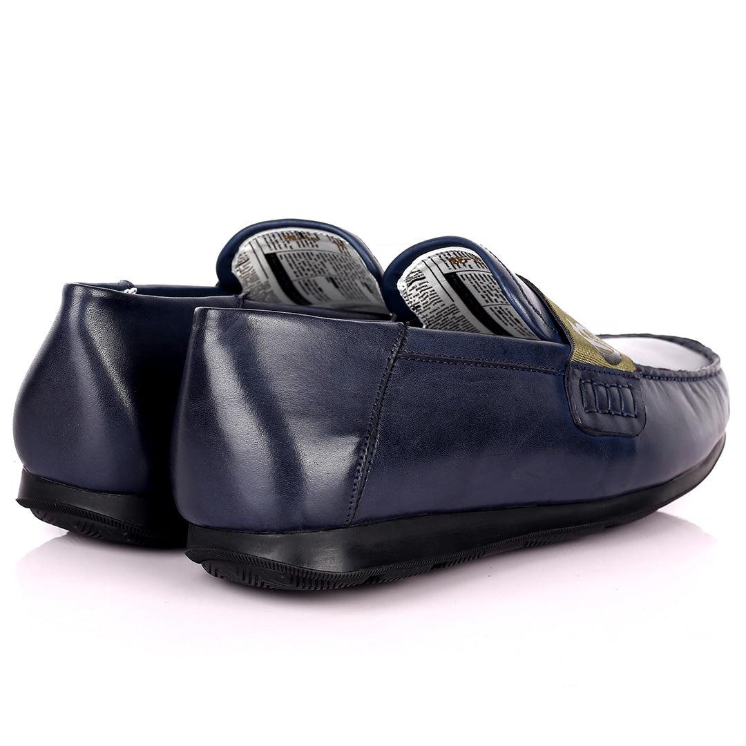 John Galliano Exquisite Green Branded Belted Leather Shoe - Blue - Obeezi.com