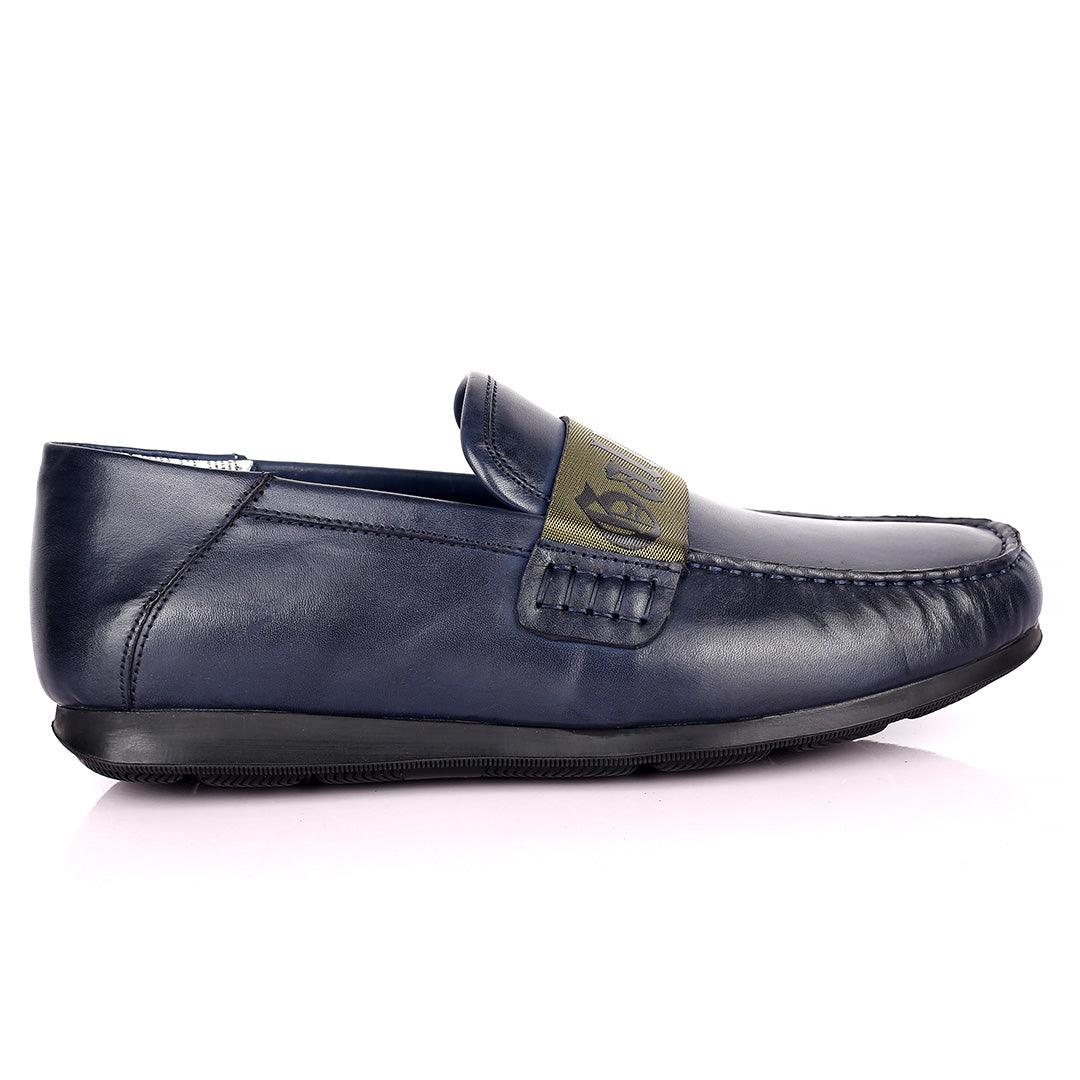 John Galliano Exquisite Green Branded Belted Leather Shoe - Blue - Obeezi.com
