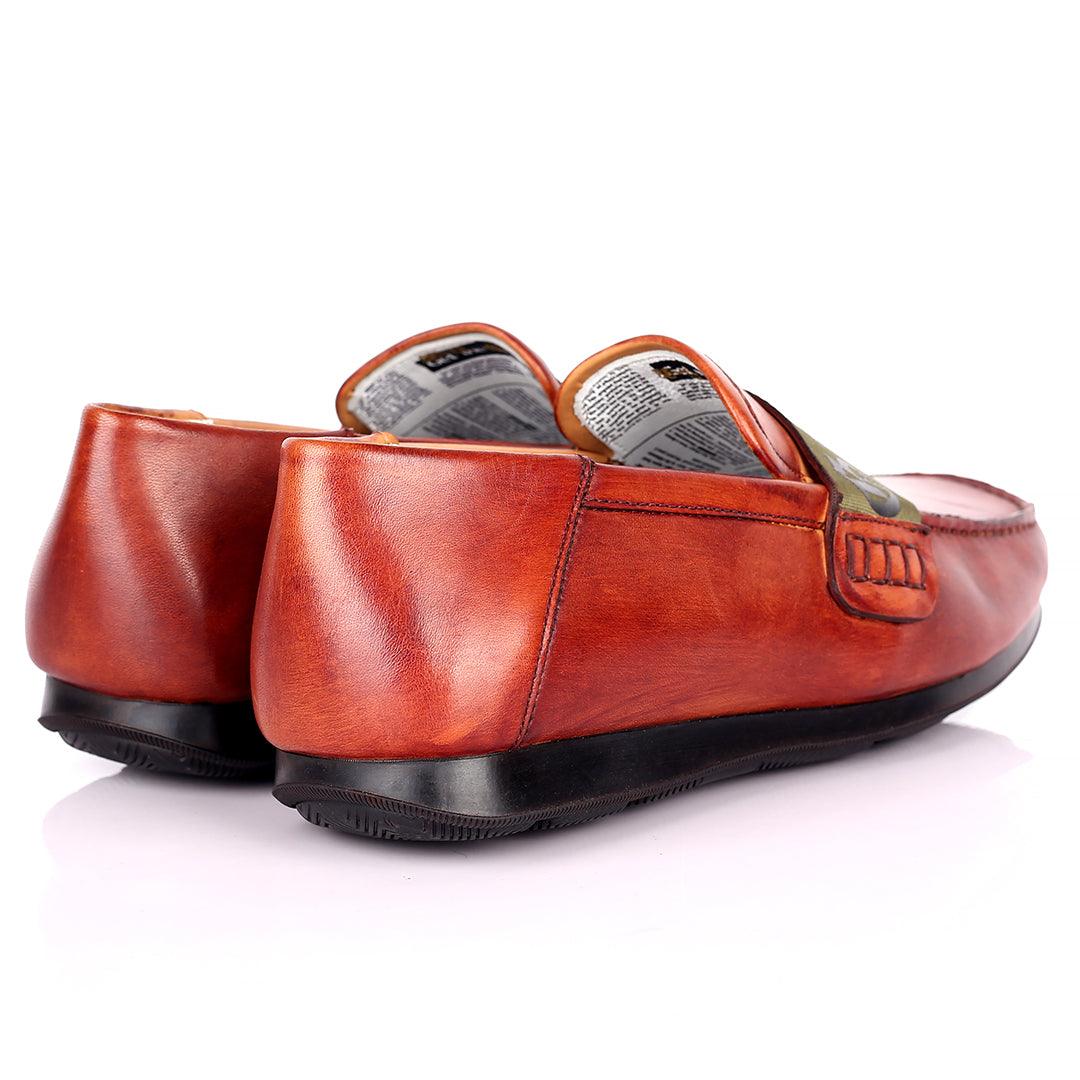 John Galliano Exquisite Green Branded Belted Leather Shoe - Brown - Obeezi.com