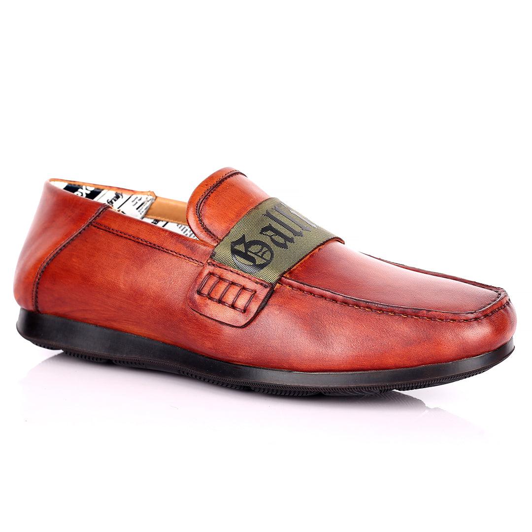 John Galliano Exquisite Green Branded Belted Leather Shoe - Brown - Obeezi.com