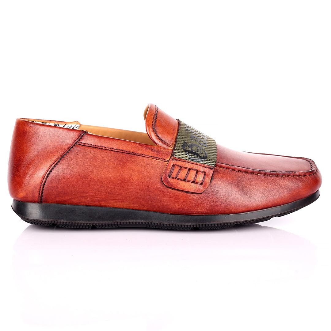 John Galliano Exquisite Green Branded Belted Leather Shoe - Brown - Obeezi.com