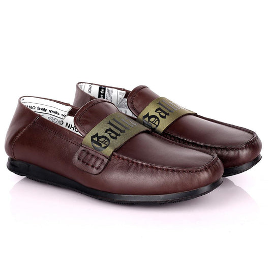 John Galliano Exquisite Green Branded Belted Leather Shoe - Coffee - Obeezi.com