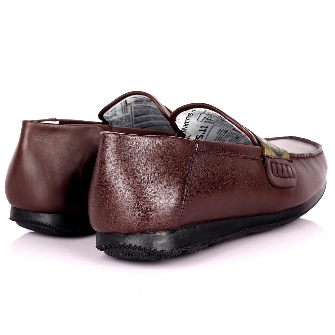 John Galliano Exquisite Green Branded Belted Leather Shoe - Coffee - Obeezi.com