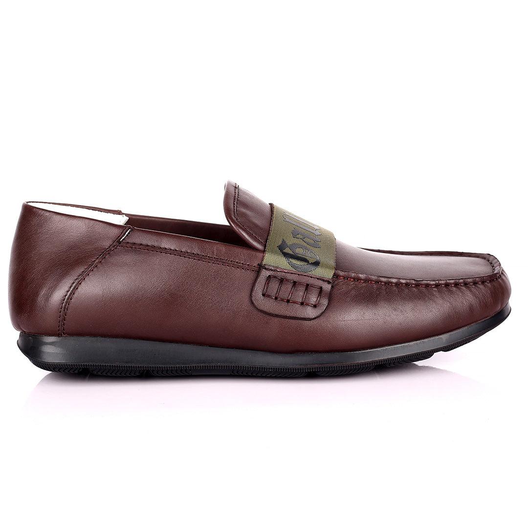 John Galliano Exquisite Green Branded Belted Leather Shoe - Coffee - Obeezi.com