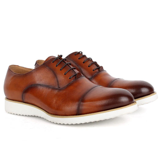 John Mendon Daytonaline Plain Leather Sneakers Shoe-Brown - Obeezi.com