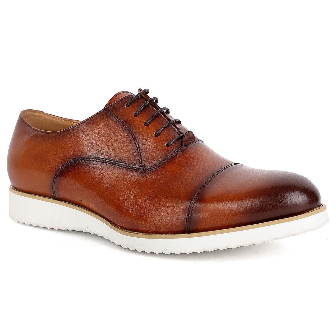 John Mendon Daytonaline Plain Leather Sneakers Shoe-Brown - Obeezi.com