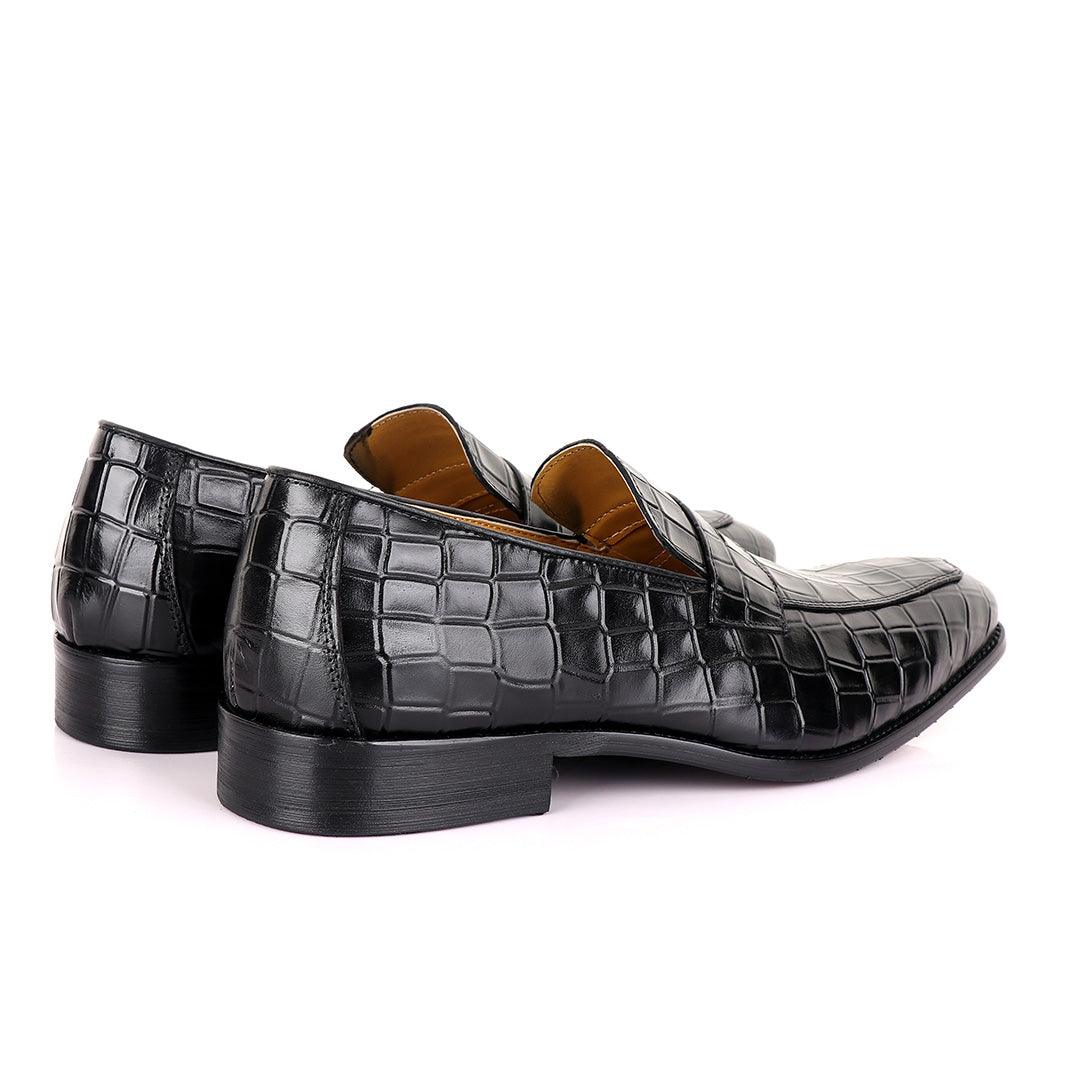 John Mendson Black Croc Leather Shoe - Obeezi
