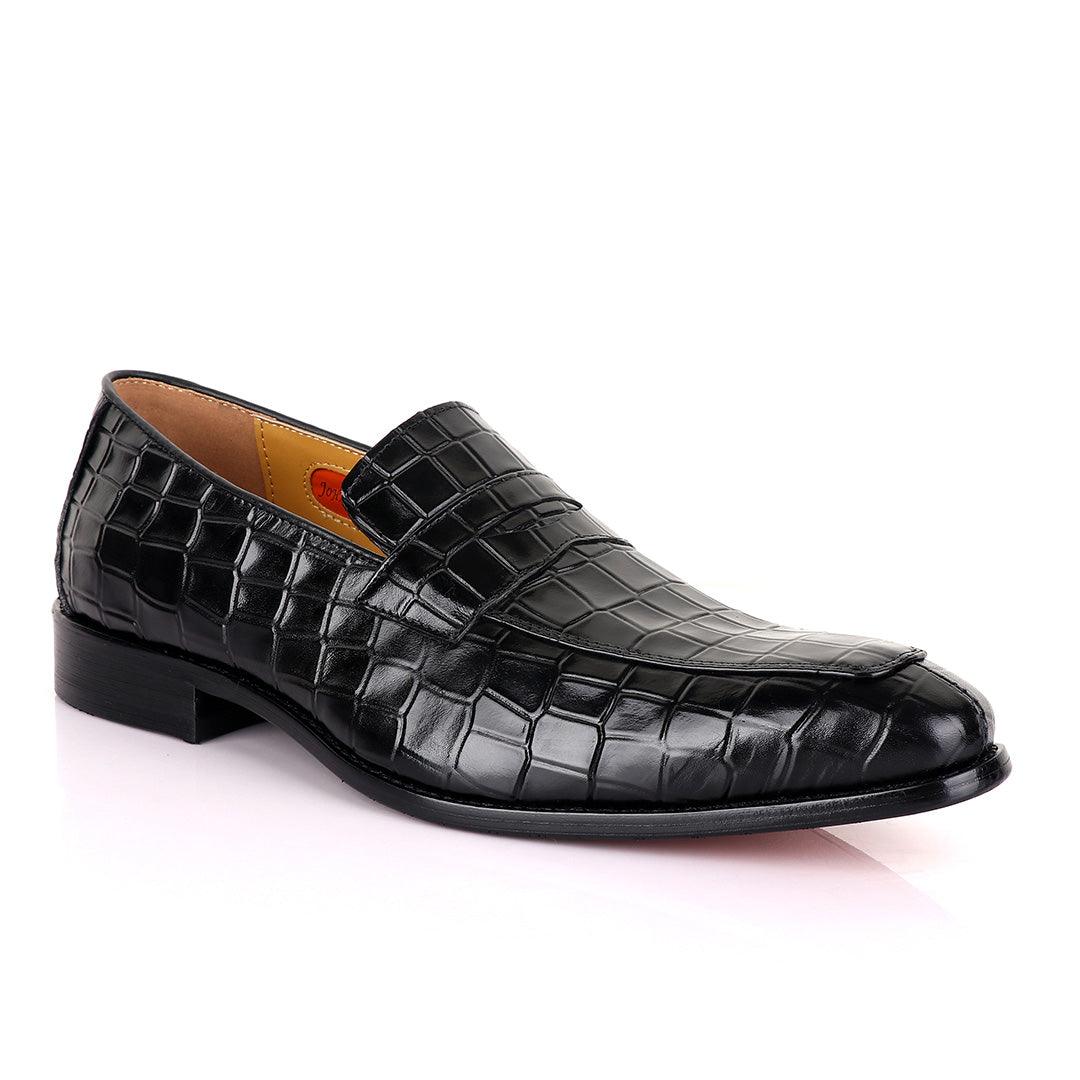 John Mendson Black Croc Leather Shoe - Obeezi