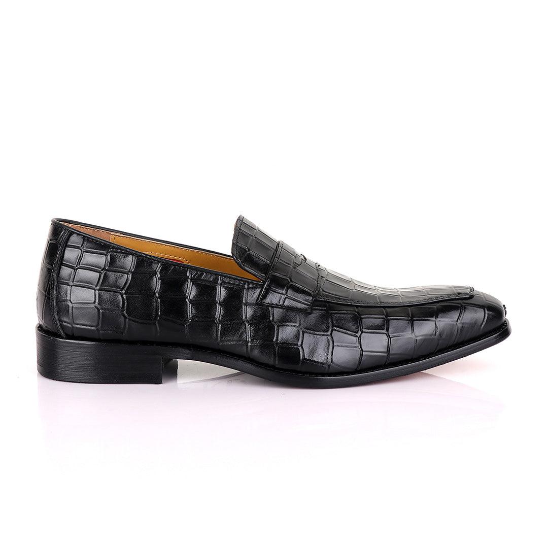 John Mendson Black Croc Leather Shoe - Obeezi