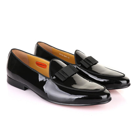 John Mendson Black Patent Wetlips Bow Loafers Shoe - Obeezi
