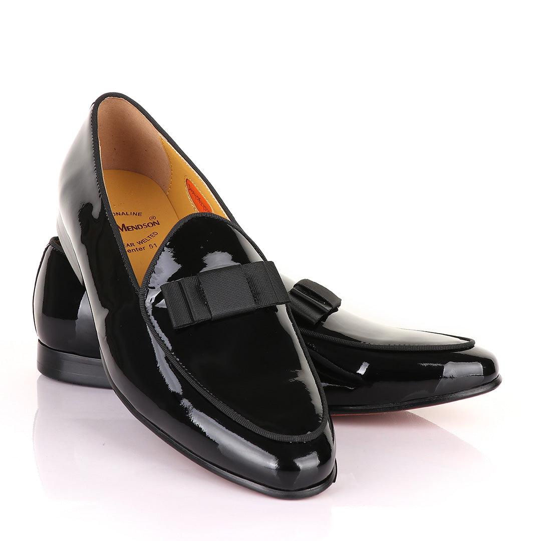 John Mendson Black Patent Wetlips Bow Loafers Shoe - Obeezi