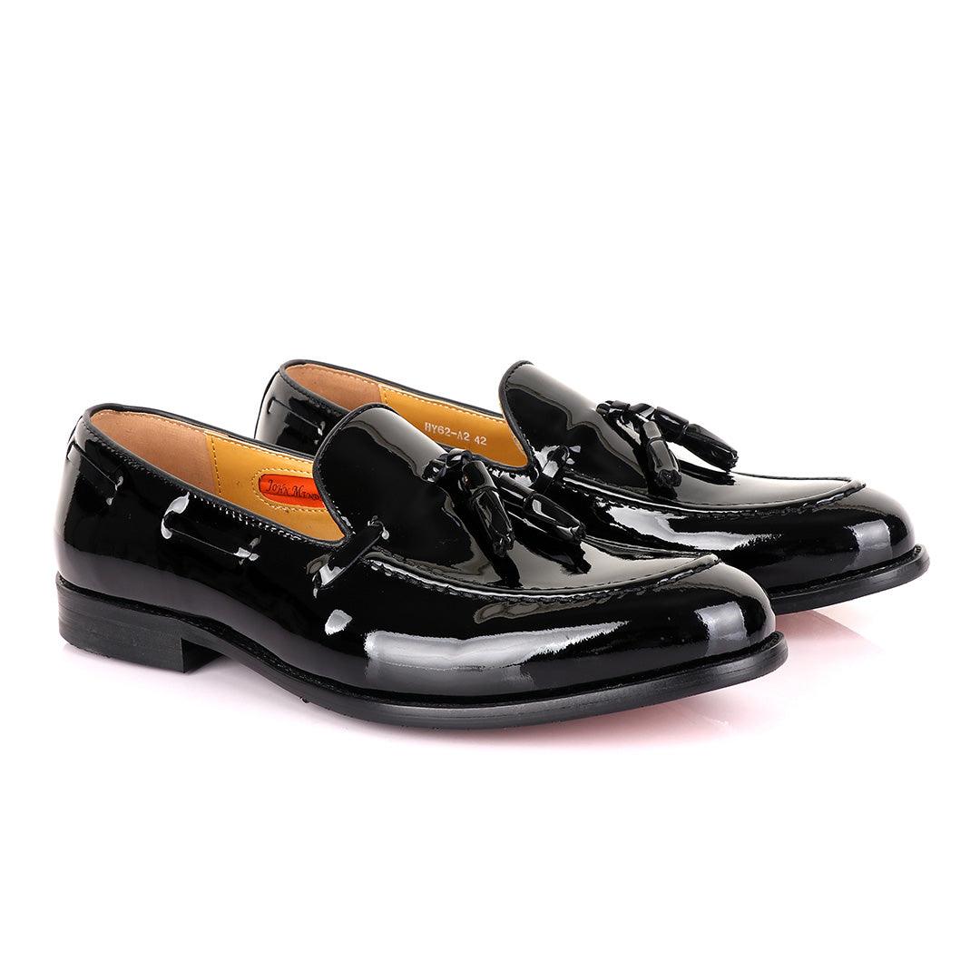 John Mendson Black Tassel Wetlips Loafers - Obeezi