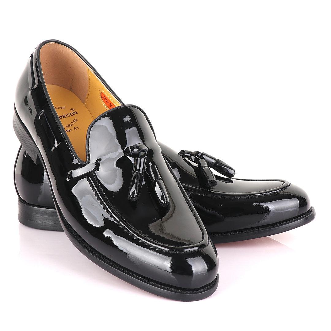 John Mendson Black Tassel Wetlips Loafers - Obeezi