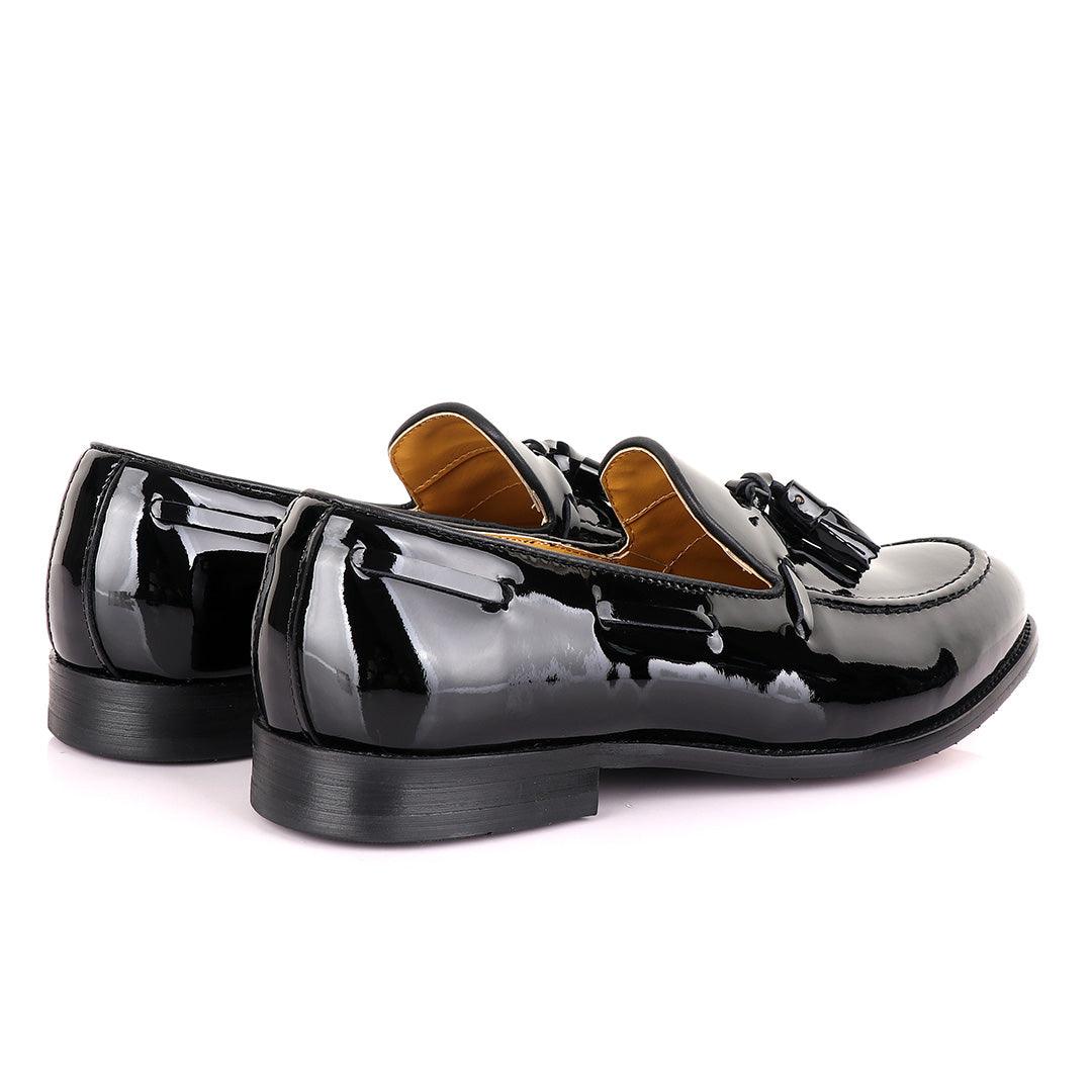 John Mendson Black Tassel Wetlips Loafers - Obeezi