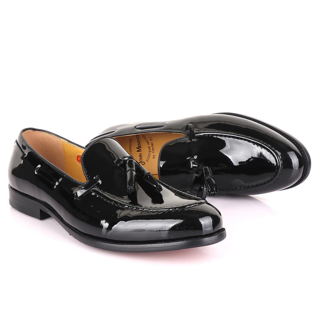 John Mendson Black Tassel Wetlips Loafers - Obeezi