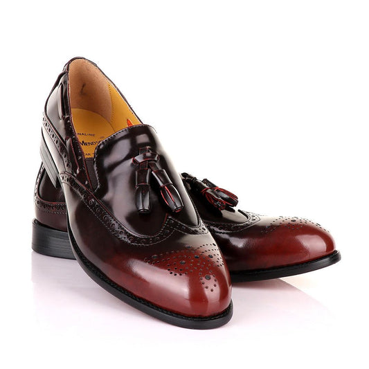 John Mendson Brogues Oxblood Tassel - Obeezi