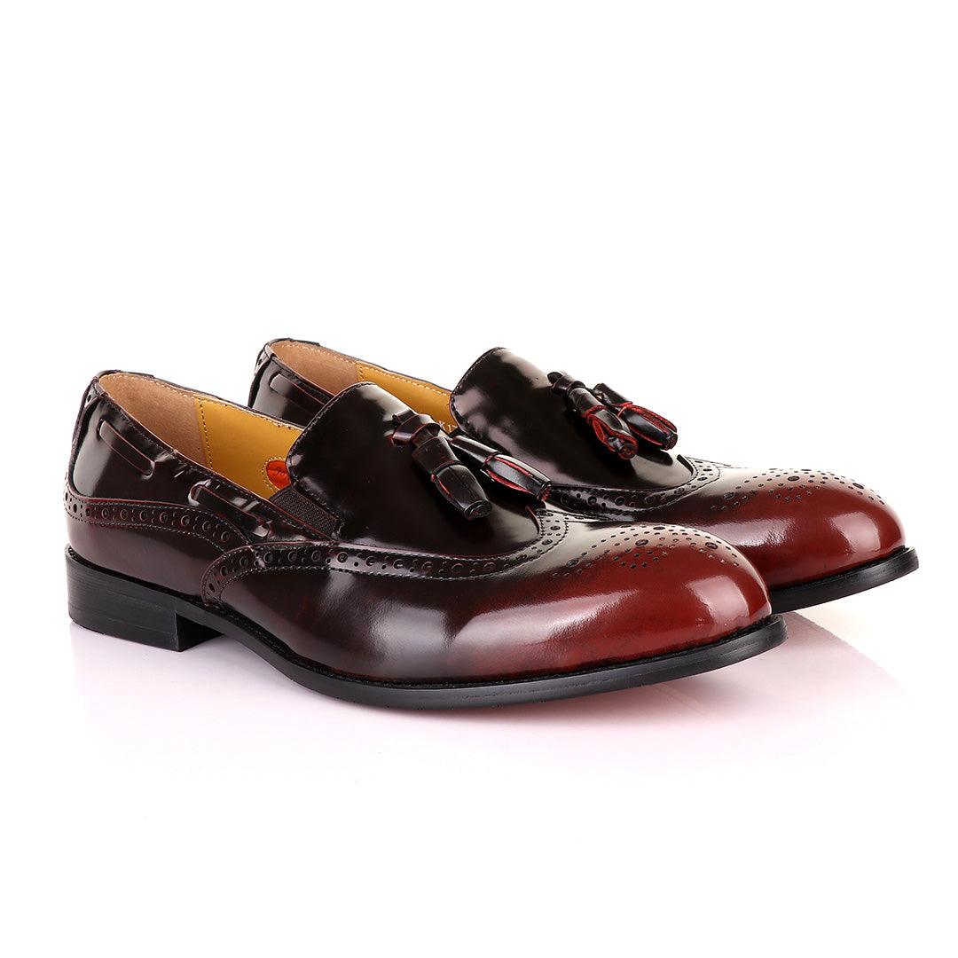 John Mendson Brogues Oxblood Tassel - Obeezi