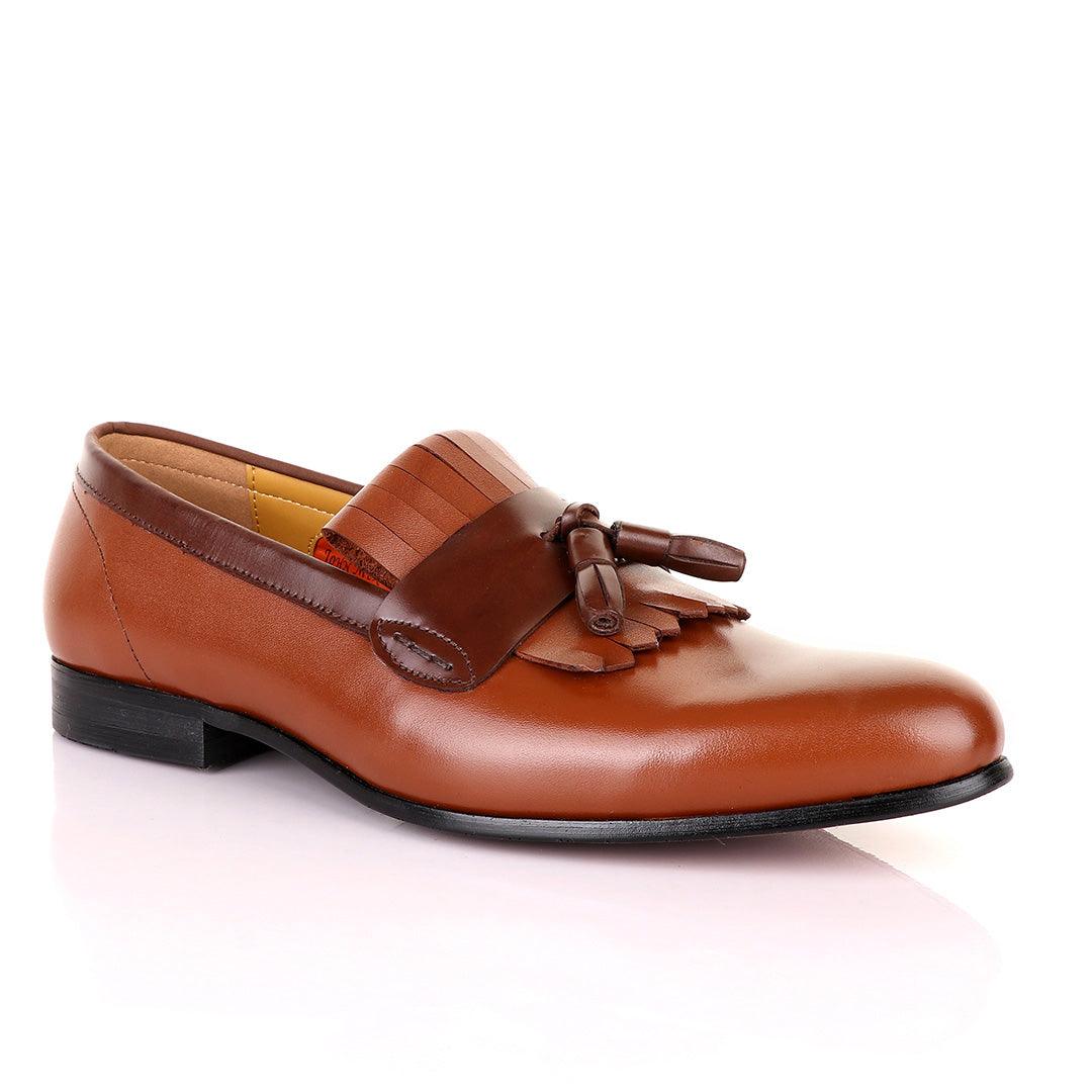 John Mendson Brown Leather Tassel Loafers - Obeezi