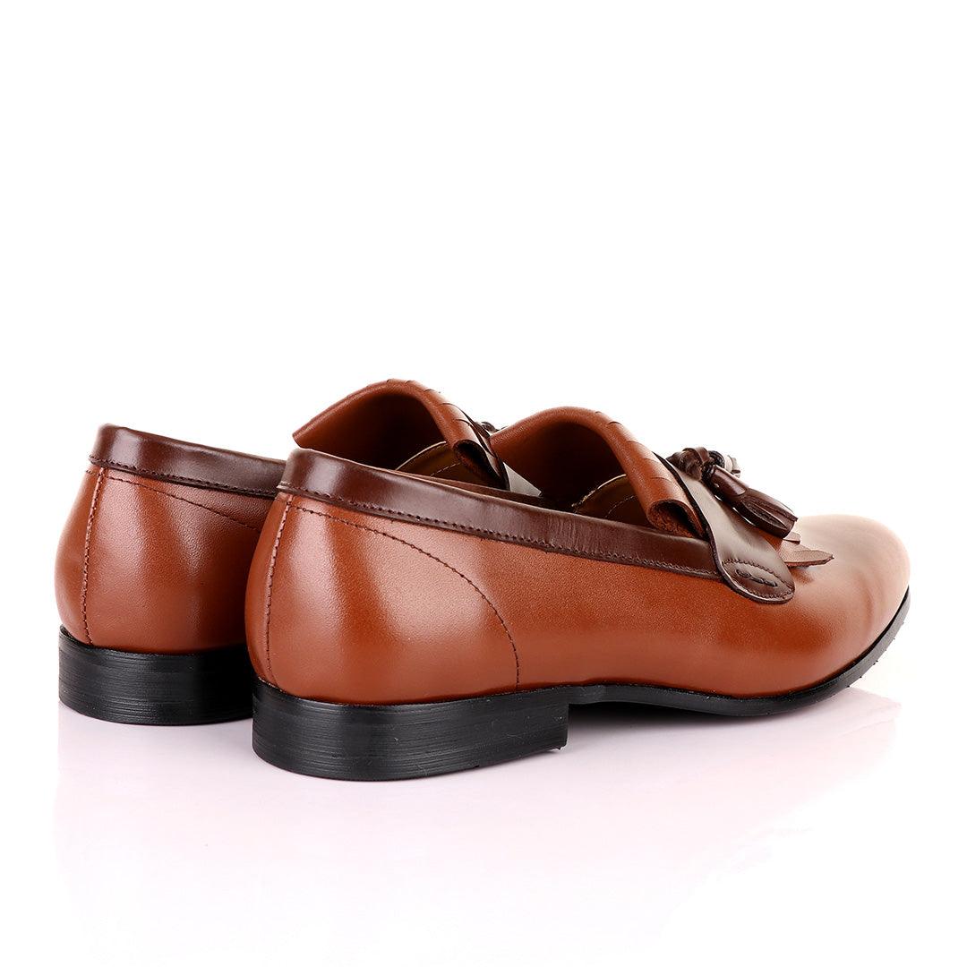 John Mendson Brown Leather Tassel Loafers - Obeezi