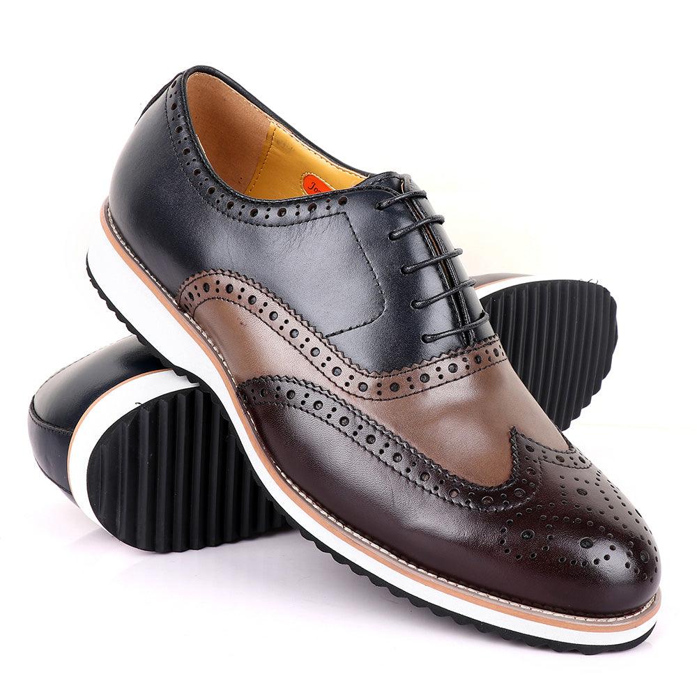 John Mendson Classic Blue And Nude/Coffee Shoe - Obeezi
