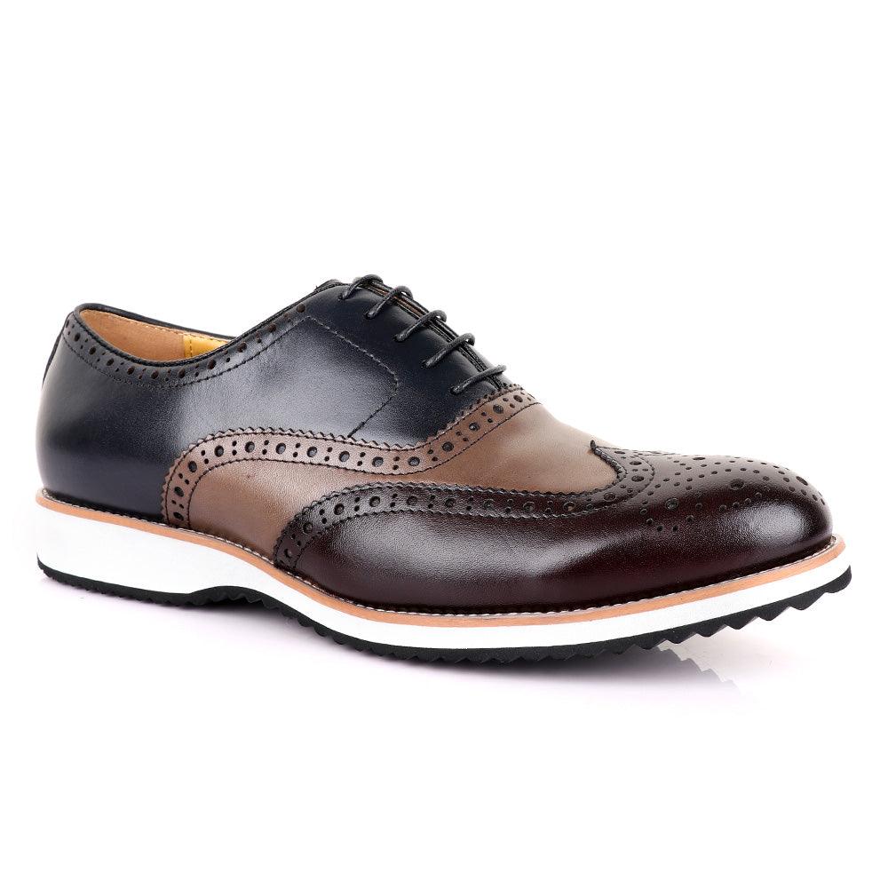 John Mendson Classic Blue And Nude/Coffee Shoe - Obeezi