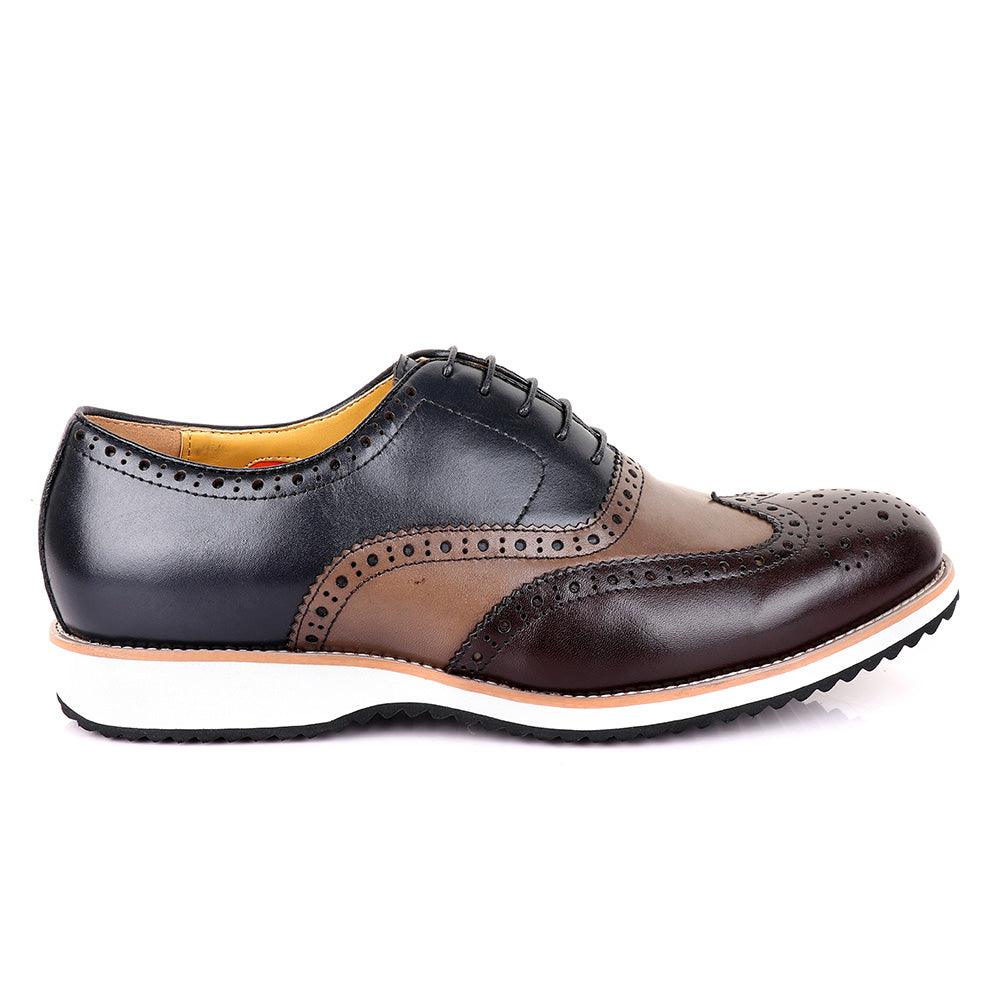 John Mendson Classic Blue And Nude/Coffee Shoe - Obeezi