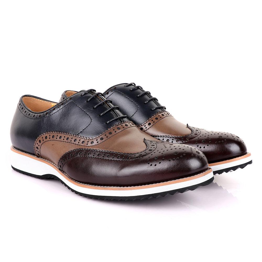John Mendson Classic Blue And Nude/Coffee Shoe - Obeezi