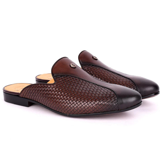 John Mendson Comfortable Men's Leather half Shoe- Coffee - Obeezi.com